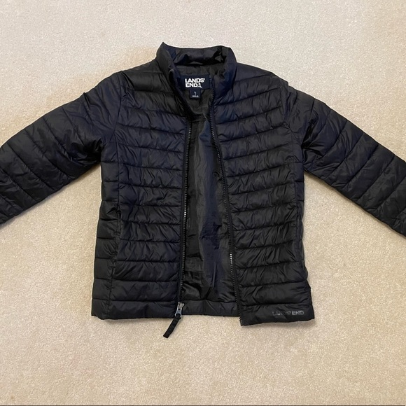 Boys (7) Black Lands End lightweight jacket - Picture 2 of 3